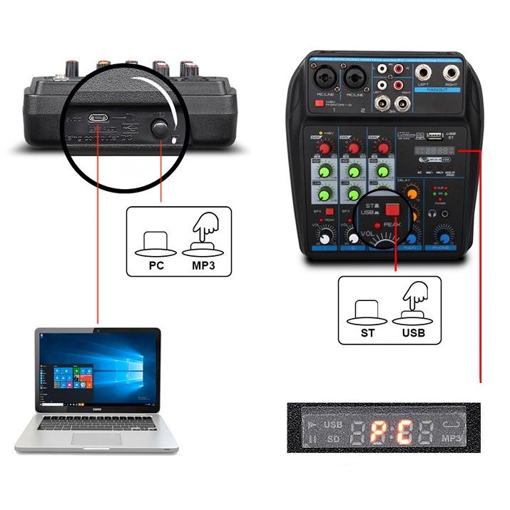 (E9E8) Mixer Audio YAMAHA M 4 USB/Electro Bluetooth 4 Channel mendukung penyetelan mobil 12V //Produk@terpilih