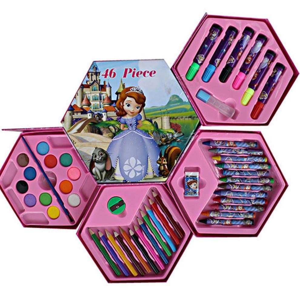 

[KODE PRODUK 706EO9793] CRAYON SET 46PCS/ COLOURING SET 46 PCS/ SEGI ENAM/ PENSIL WARNA SET SEGI ENAM