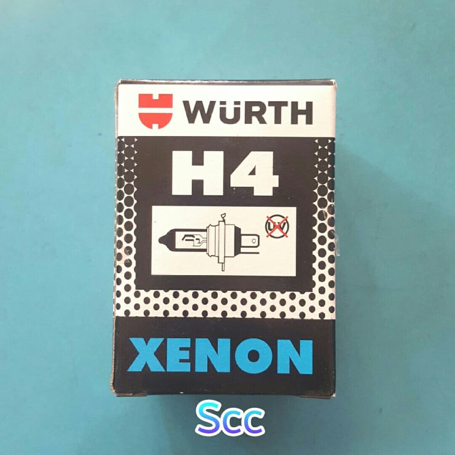 Bohlam H4 mobil merk Wurth tipe H4 warna Xenon putih kebiruan