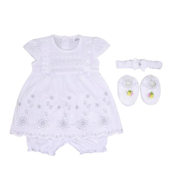 1 STEL DRESS BAYI - BAJU BAYI DRESS - BAJU BAYI PEREMPUAN 1 STEL LENGKAP DENGAN SEPATU DAN TOPI / BANDANA