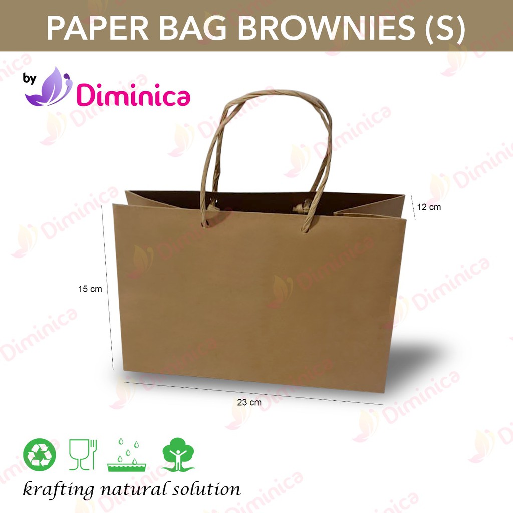 

Paperbag Brownis size S, Paper bag 23cm, Paperbag Makanan, Paperbag Murah,Paperbag Polos,Tas Makanan