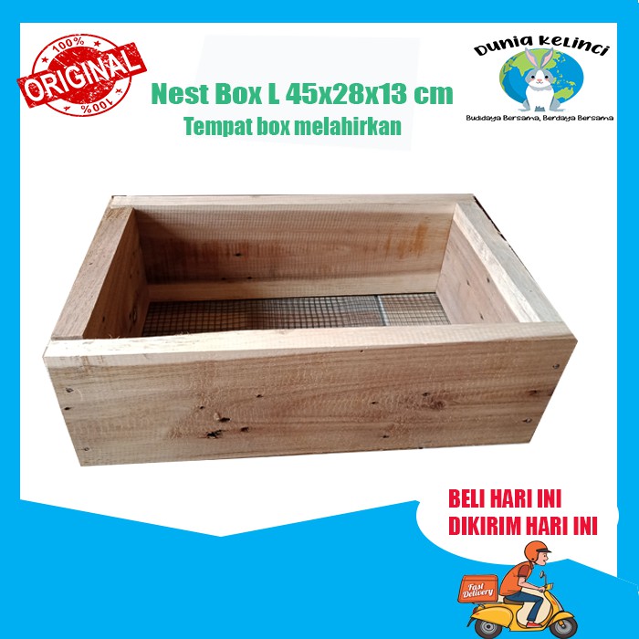 NEST BOX L KOTAK LAHIRAN KELINCI KUCING MARMUT HEWAN 45x28x13 CM