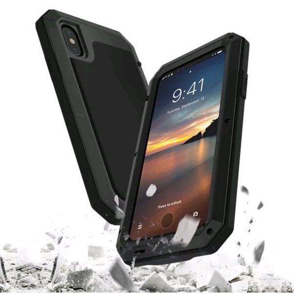 GoodCase - Hard Case iPh 5 | 6 | 6+ | 7/8 | 7+/ 8+ | X/XS | 9/XR | 9+/XS Max Lunatik Taktik Case Gorilla Glass Full Black