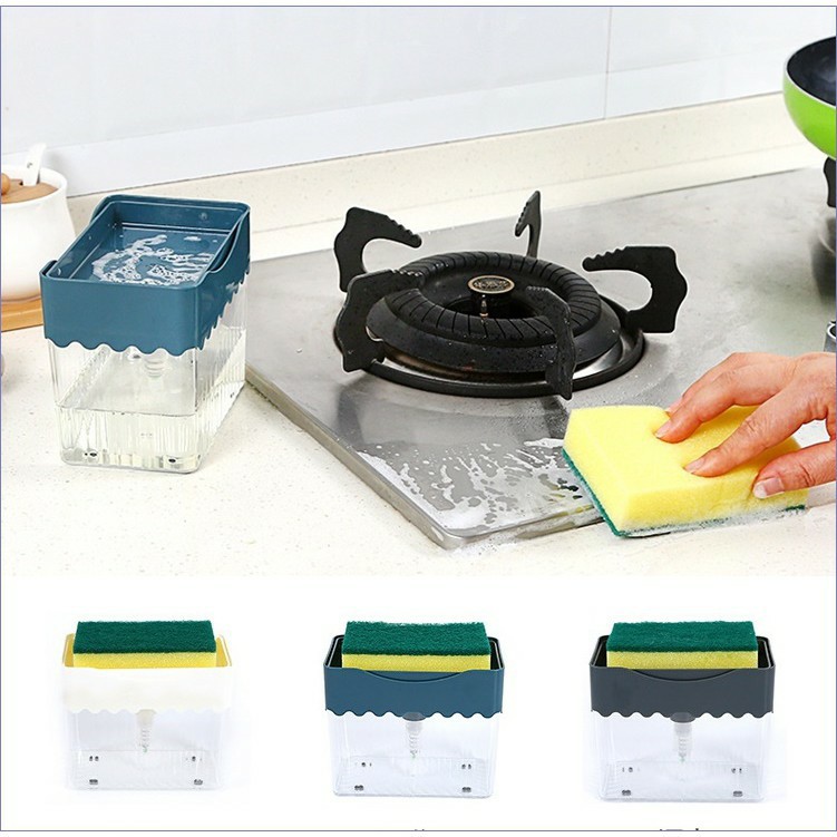 Dispenser Sabun Cuci Piring 2 In 1 Sponge Holder + Soap Pump Box / Soap Pump Plus Sponge ( Kode B )