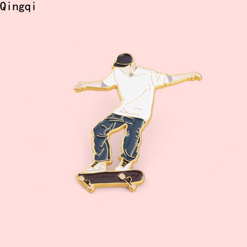 Bros Pin Enamel Desain Kartun Skateboard Boy Untuk Hadiah