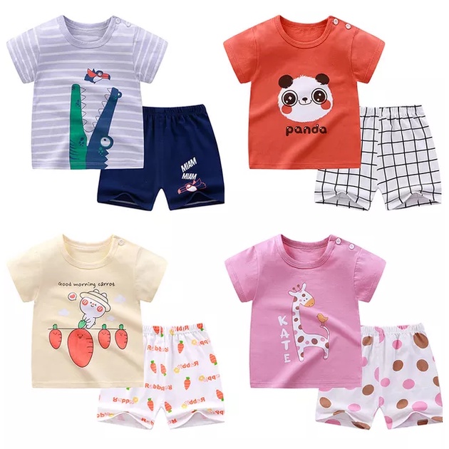 Baju set anak import setelan unisex bahan katun