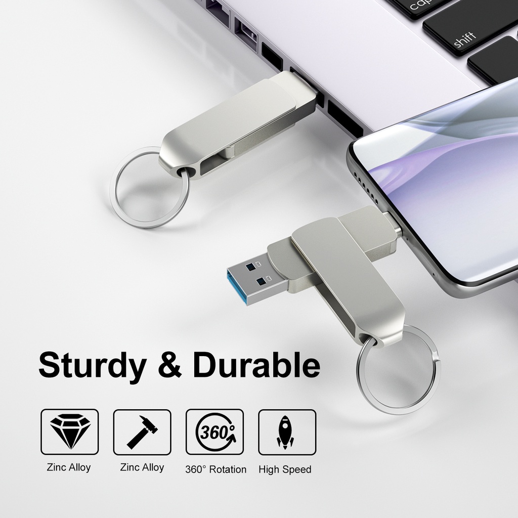 Flashdisk OTG USB Tipe c 1TB 2 in 1 Bahan Metal Untuk Android / Laptop