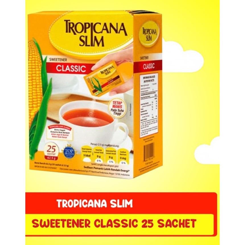 

TROPICANA SLIM Classic Sweetener 25 Sachet ~ Pemanis Bebas Gula..Pemanis untuk Diabetes..Atur Kadar Gula