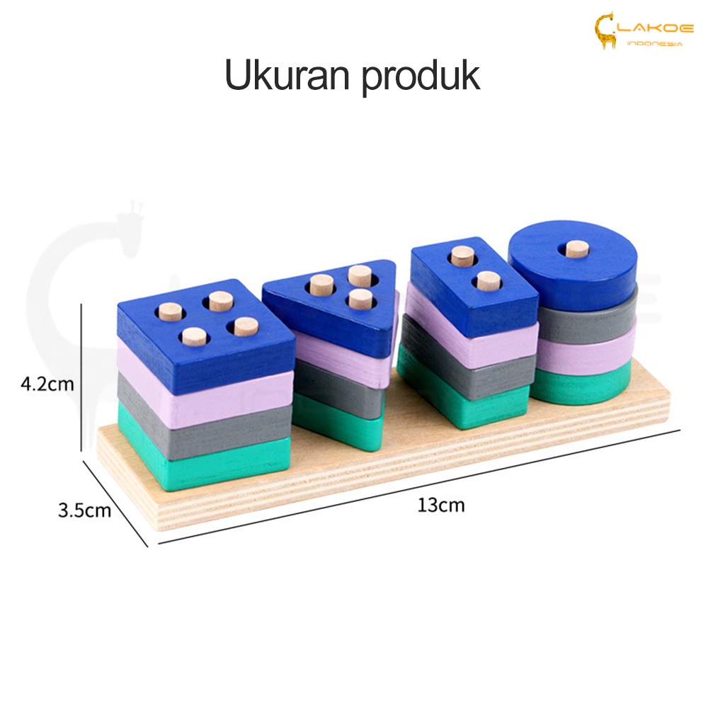 LAKOE Mainan puzzle kayu anak geometric board mainan balita Wooden Toys