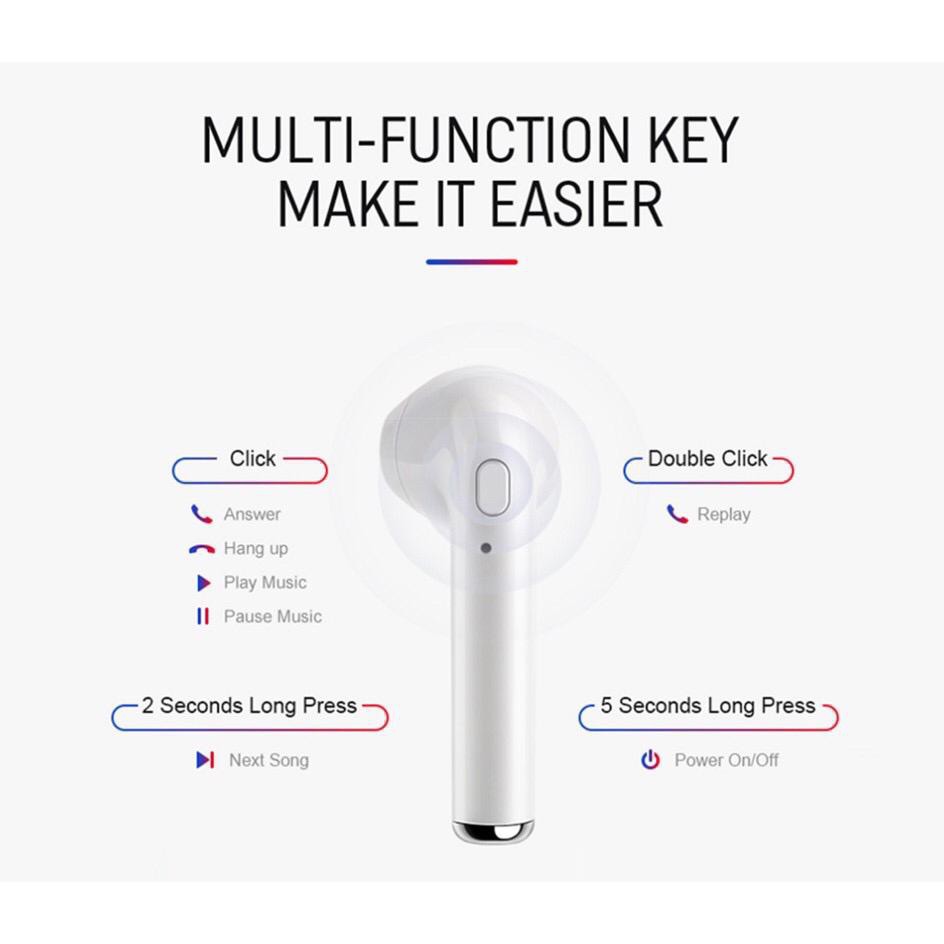 DS EARPHONE BLUETOOTH i7S TWS WITH CHARGER CASE / HEADSET BLUETOOTH IMPORT / AIRPOD WIRELESS--