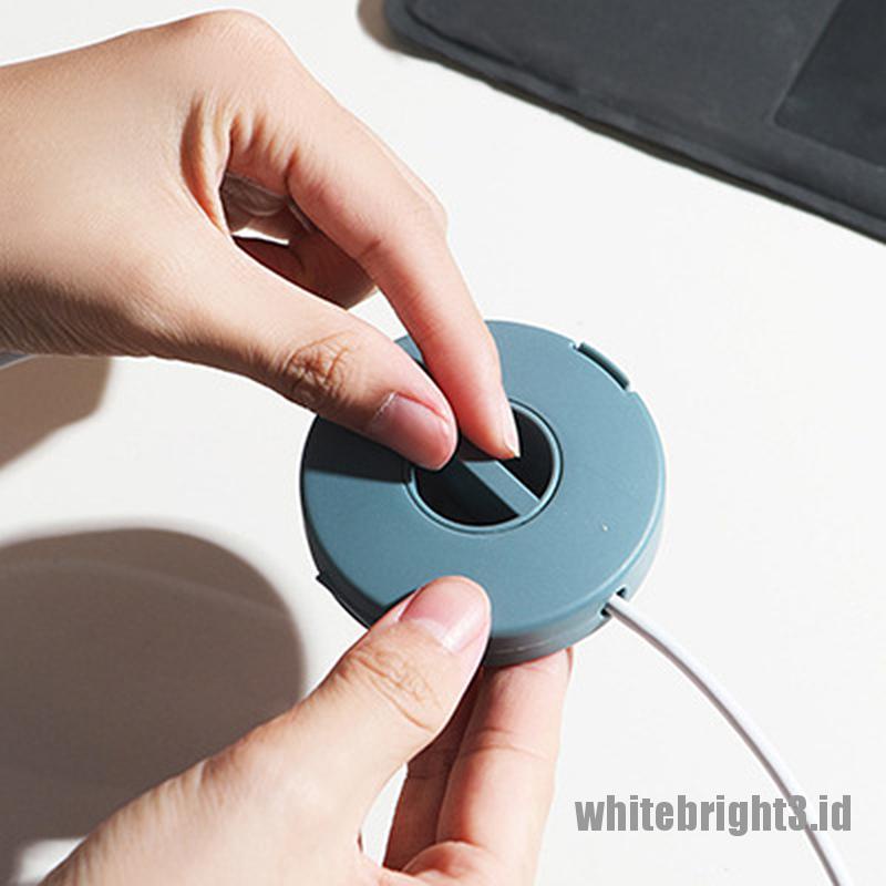 &lt; White3 &gt; Kotak Penyimpanan / Organizer Kabel Data / Charger Handphone Model Putar