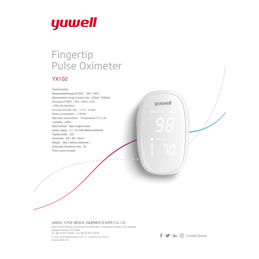 YUWELL YX102 OXYMETER OXIMETER FINGERTIP ORIGINAL