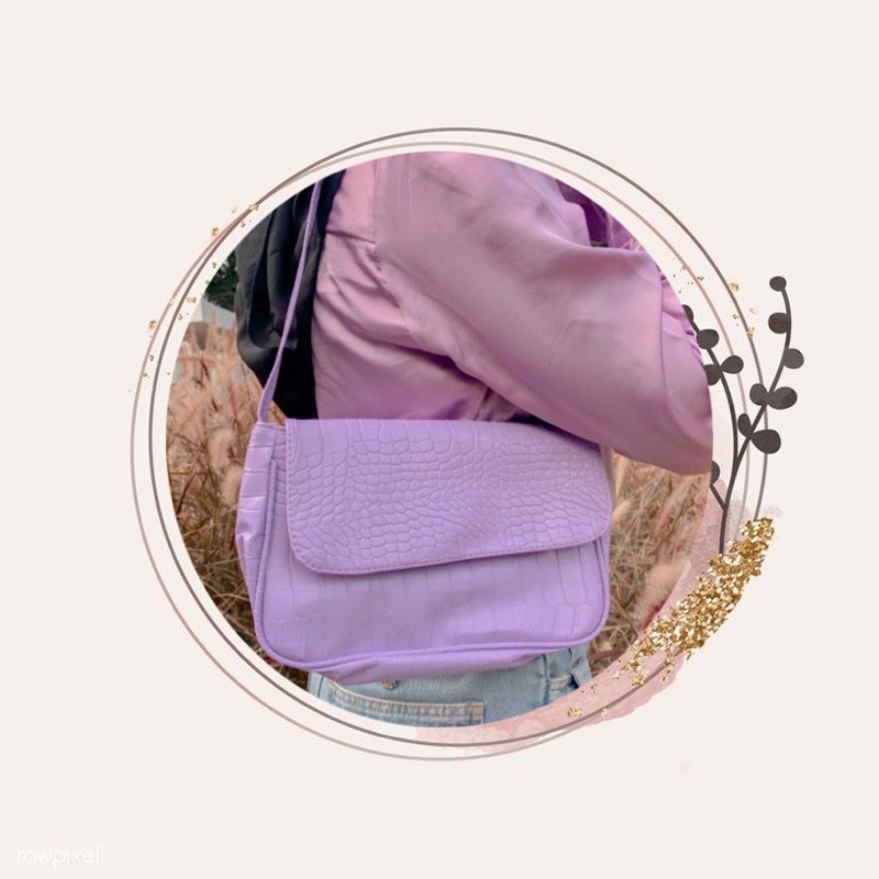 TAS SELEMPANG BAHU CROCODILLE LILAC KOREA FASHION