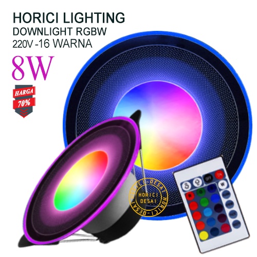 MEREK HORICI ASLI 8W LAMPU DOWNLIGHT, LAMPU KENDALI JARAK JAUH RGB, RGBW  RGB WARNA WARNI