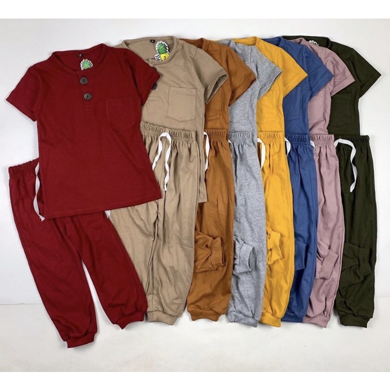 SETELAN PAJAMAS KANCING UNISEX  (1-10 TAHUN )