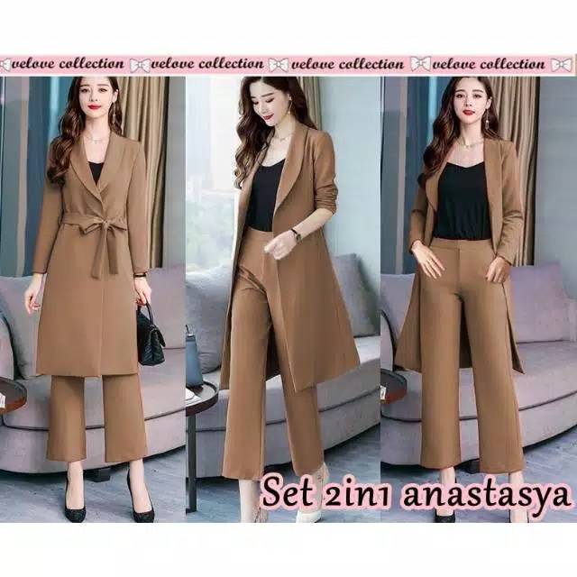 Set 2in1 clara - baju wanita import gaya korea - setelan formal kerja kantor