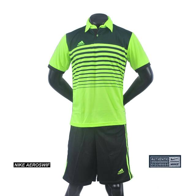 Setelan Jersey Futsal Kostum Baju Futsal MU Polos Hijau Stabilo Kerah Termurah Terbaru