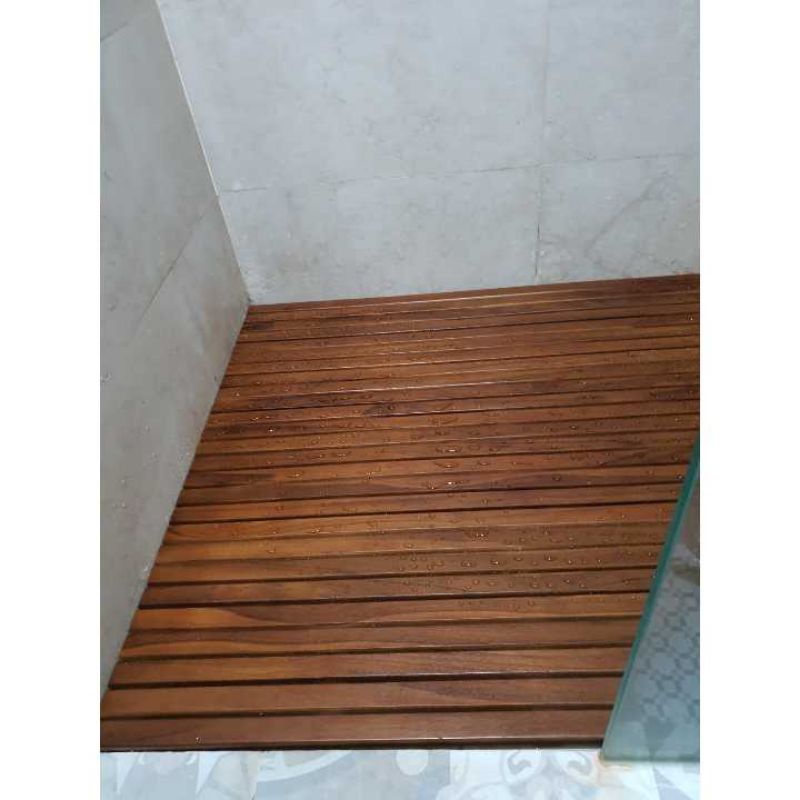 flooring lantai kamar mandi kayu jati