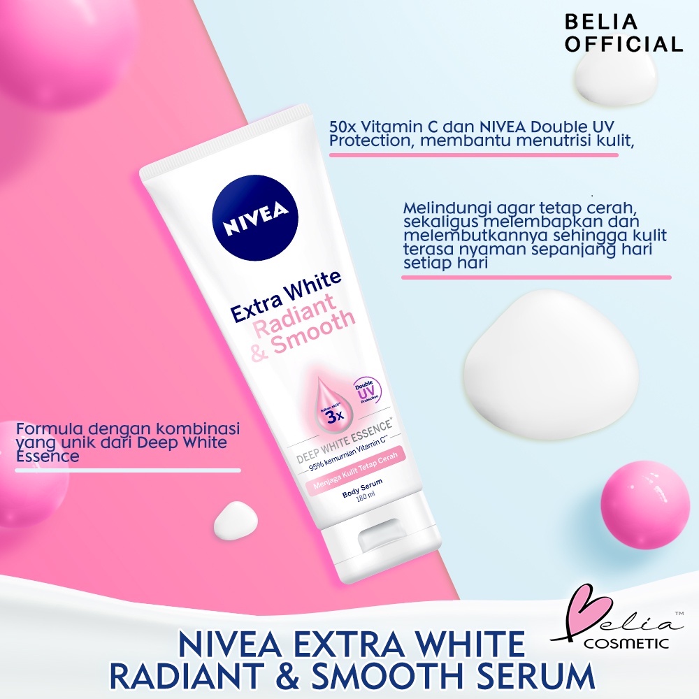 ❤ BELIA ❤ NIVEA Body Serum Extra White | Night | Repair Care Protect | Radiant | Glow | Hijab 180ml | Care and Protect 70ml