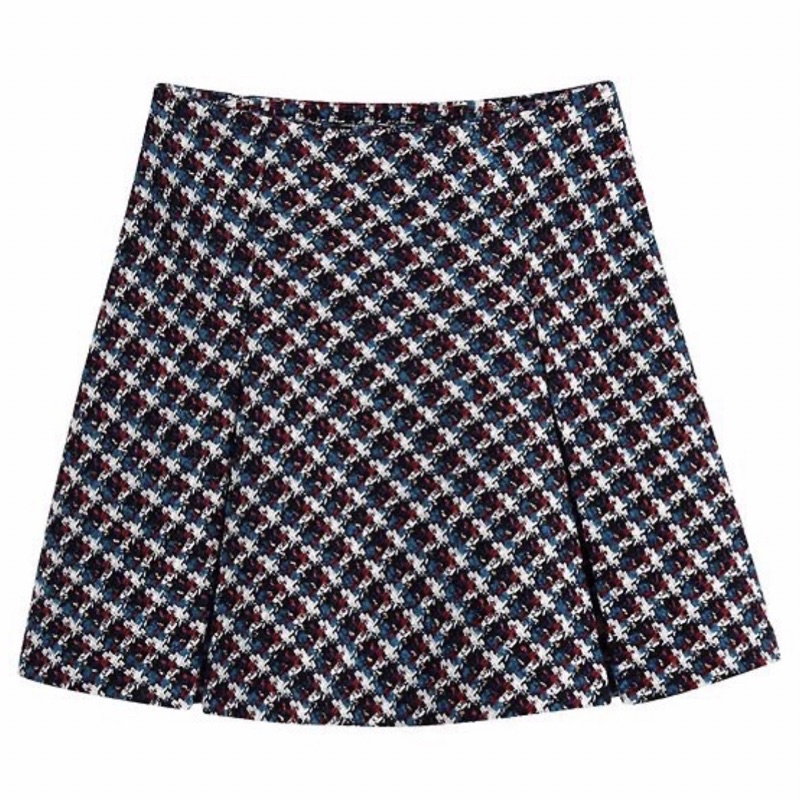 Zara Lookalike Tweed Textured Mini A-Line Skirt Red Blue White Yellow Limited Edition