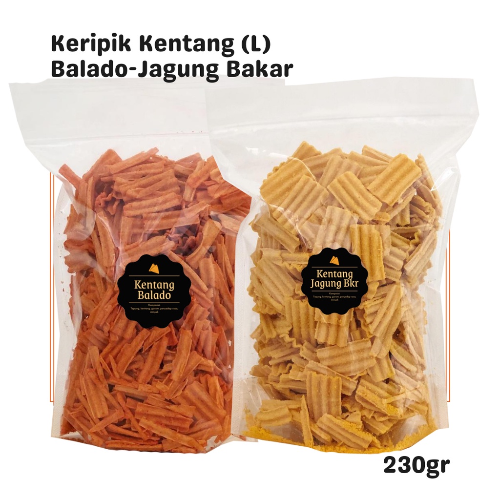 

Keripik Kentang Balado / Jagung Bakar (L) 230gr / Snack Cemilan Camilan