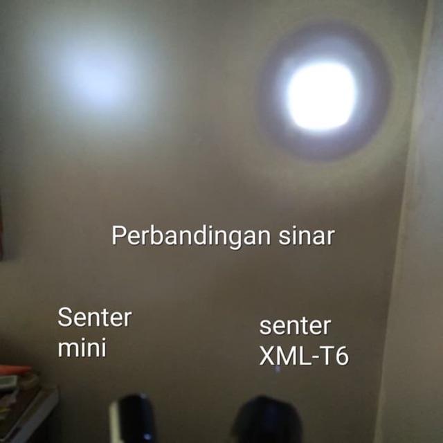 SENTER POLICE MINI HITAM FLASHLIGHT LED SINAR PUTIH BATERAI AA + BOXX