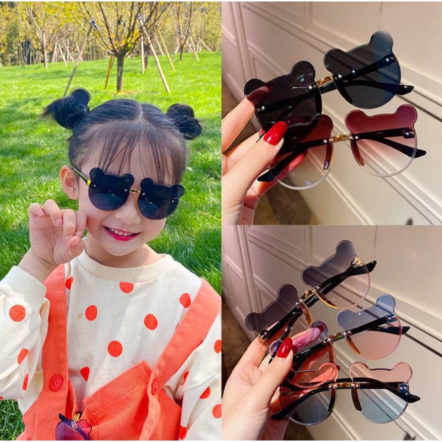 PA KACAMATA BEAR ANAK FASHION KIDS 1 - 8 TAHUN KOREA Kacamata Hitam Anak New Trend Fashion Anak Terbaru NO frame Titanium Telinga Beruang High Quality Import KC025