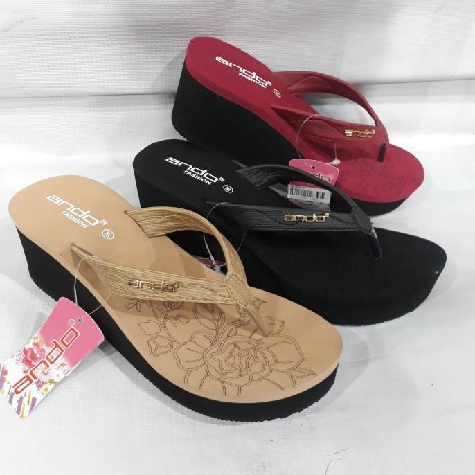 sandal jepit spons tinggi Ando wanita senorita original