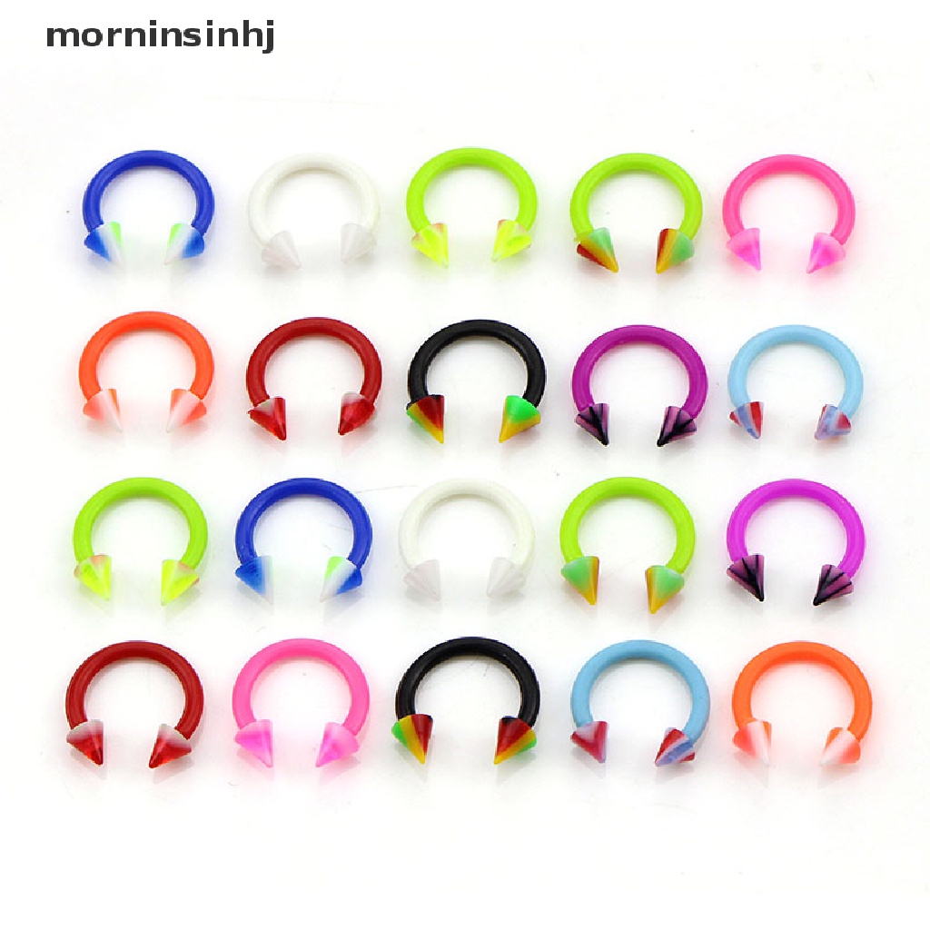 Mornin 20pcs / Set Anting Tindik Hidung / Tulang Rawan Telinga Bentuk Barbel Bahan Akrilik