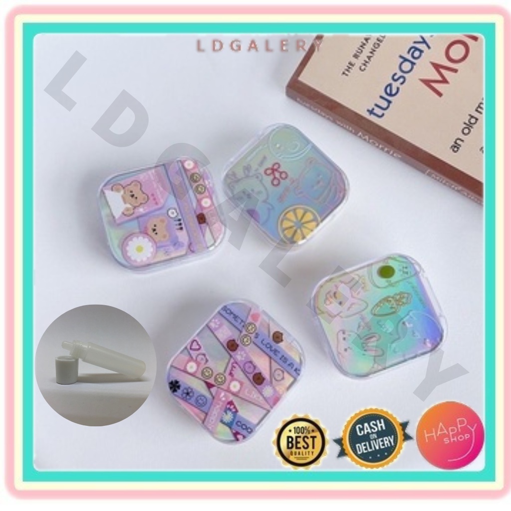 LDG CL5 Case Lensa Mini Softlens/Wadah Soflen Hologram/Motif Beruang Imut/Travelkit/Import Harga Ter