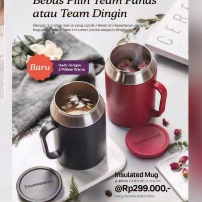 Buruan serbu] Tupperware Insulated Mug 400ml Hitam gelas termos