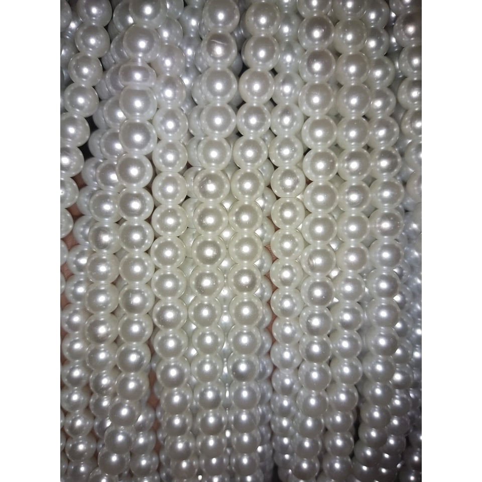 MUTSIN / MUTIARA SINTETIS PUTIH BERAT 8 MM PER RENTENG ISI  ± 150 BIJI