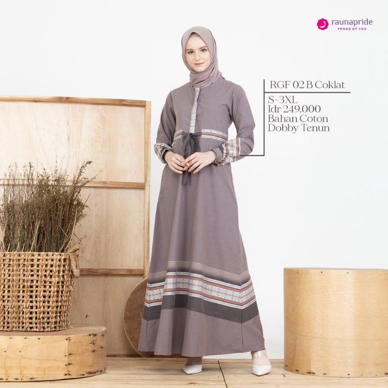 Gamis rauna Rgf 02 b cokelat