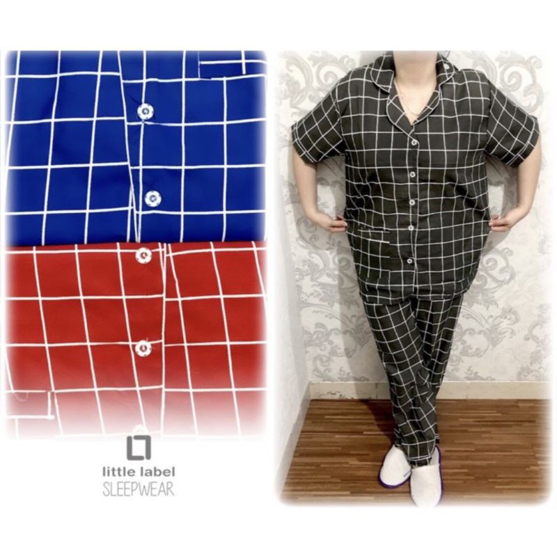 Piyama Baju Tidur CP Jumbo XXL Dewasa Cewek Wanita / Cowok Pria Kotak Merah