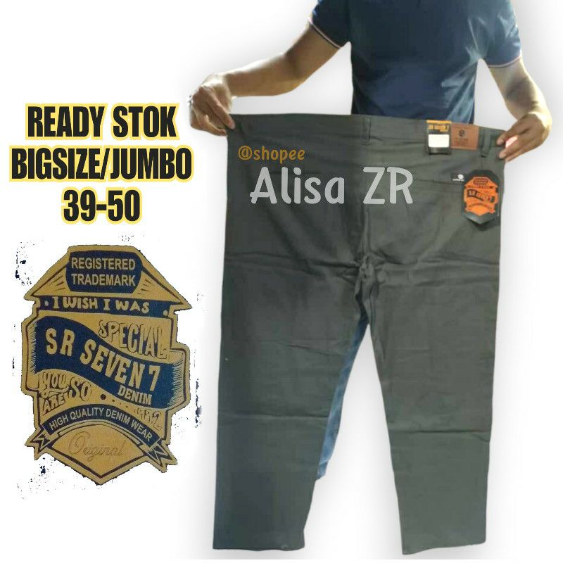 READY STOK BIGSIZE/JUMBO 39-50 CELANA DEWASA CHINO REGULER PANJANG BAHAN STREACH/MELAR