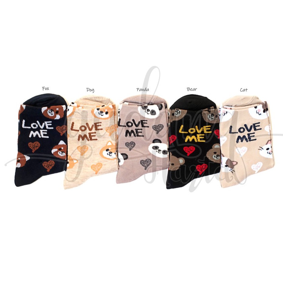 Kaos Kaki Wanita Panjang Love Me Animal Panda Dog Cat Bear Kucing Anjing GH 103159