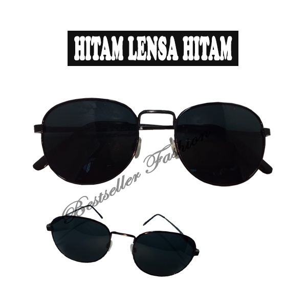 Kacamata Frame Oval Lensa Warna Besi / Kacamata Retro Korea / Kacamata Fashion Lensa Gelap Anti UV / kacamata Retro Vintage Pria dan Wanita NOCASE