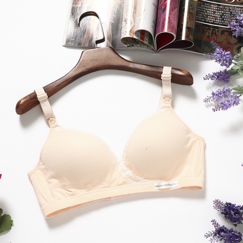 Menyusui Bra Katun Bersalin Menyusui Pakaian Dalam Nirkabel Push Up Bra Y1007