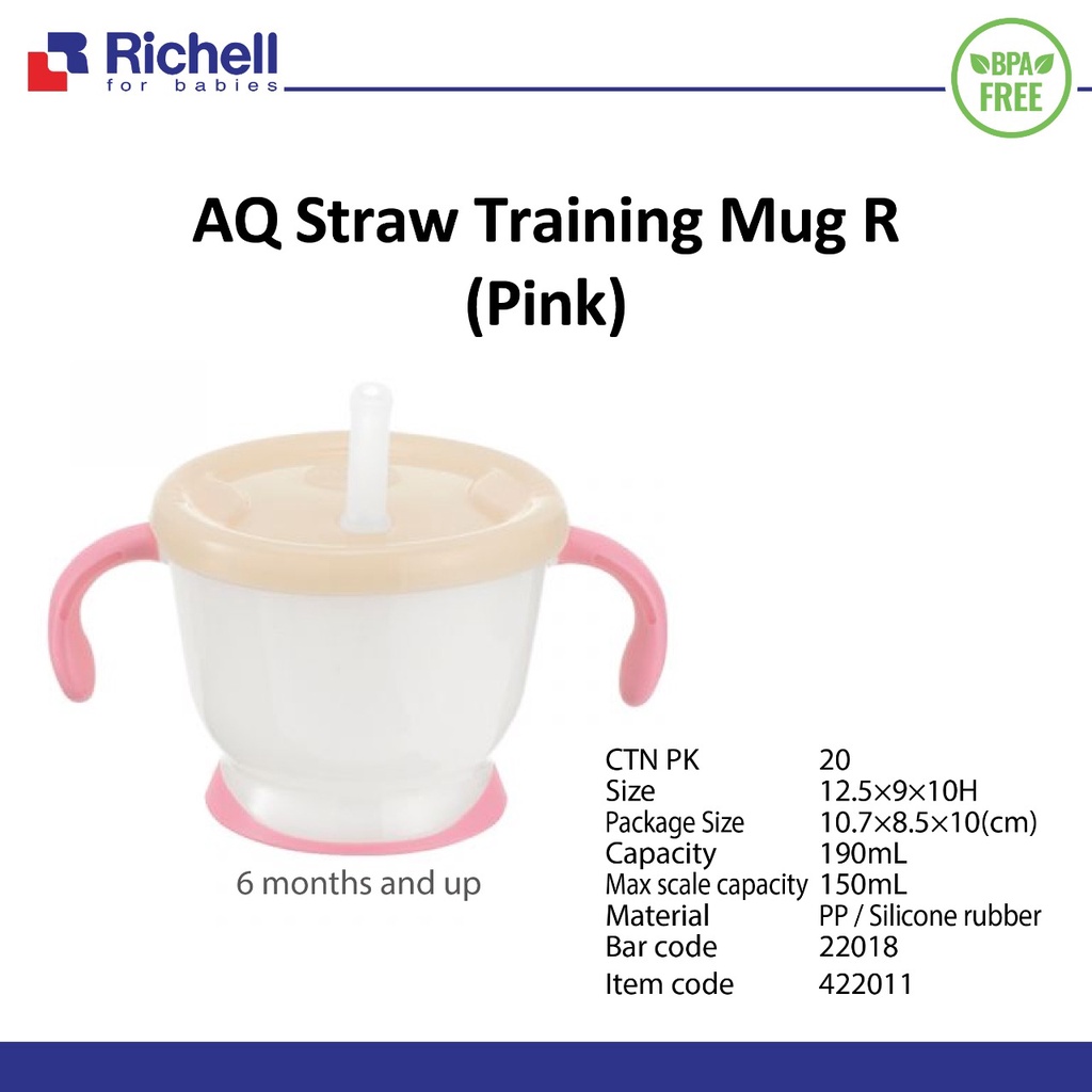 RICHELL AQ STRAW TRAINING MUG 150ML