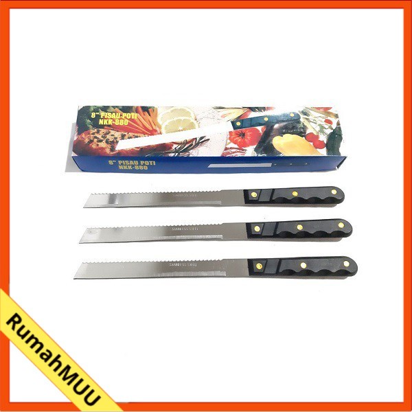 PISAU POTONG ROTI/ BOLU /KUE TART dua sisi Stainless Steel panjang kwalitas bagus RumahMUU
