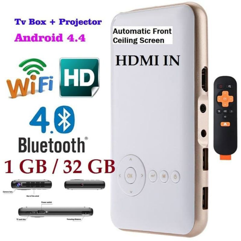 Mini GO Android Pocket Pico DLP Projector MD50S, Super Canggih