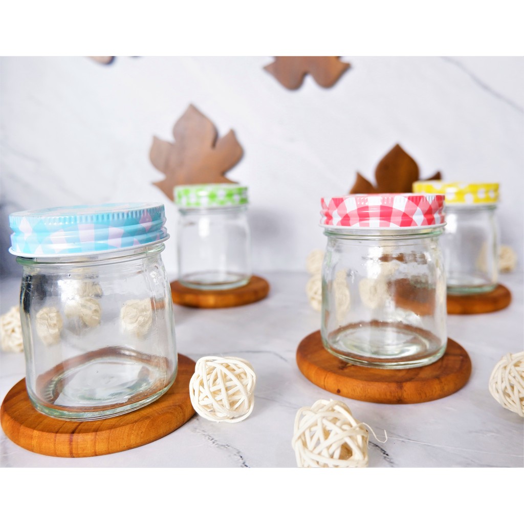 Toples Gingham 200 mL Tutup Stainless Jar Kaca Mini Toples Gingham 200 mL Tutup Stainless Jar Kaca Mini