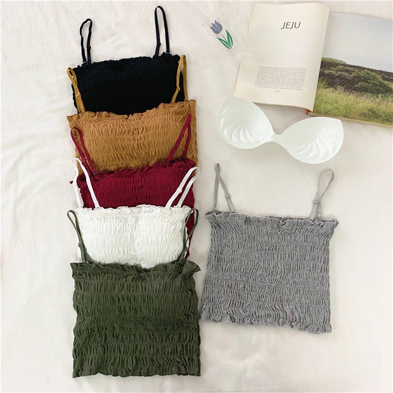 GO! BR509 TankTop Crop Top Bra Korean Style Bahan Katun Import Tali Lepas Pasang cod