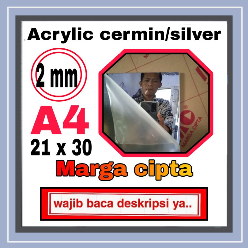 Acrylic mirror silver A4/Akrilik cermin A4/Akrilik mirror lembaran