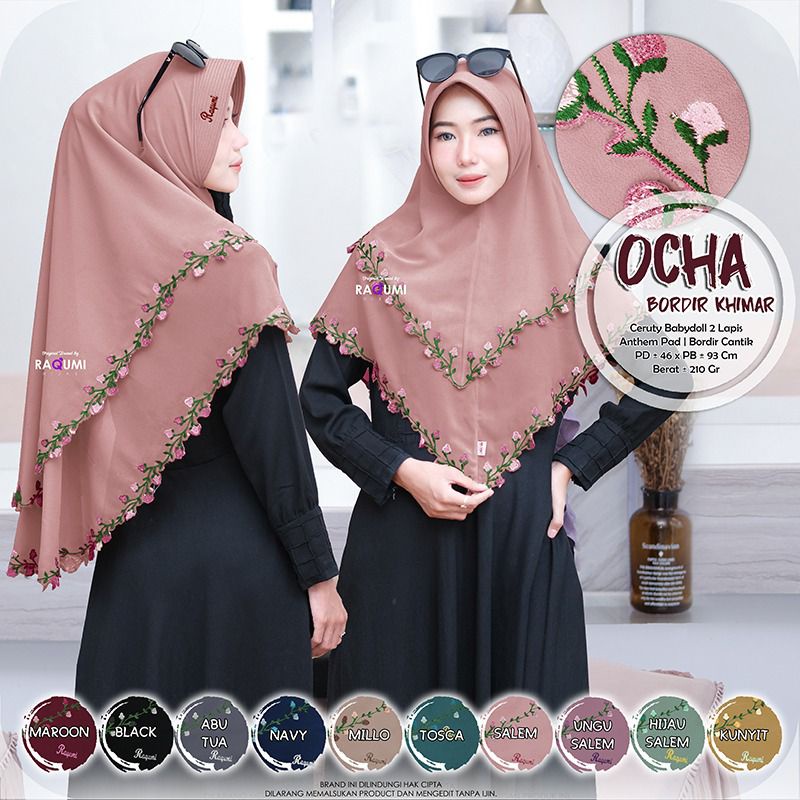 Icha Bordir Khimar By Original Raqumi hijab