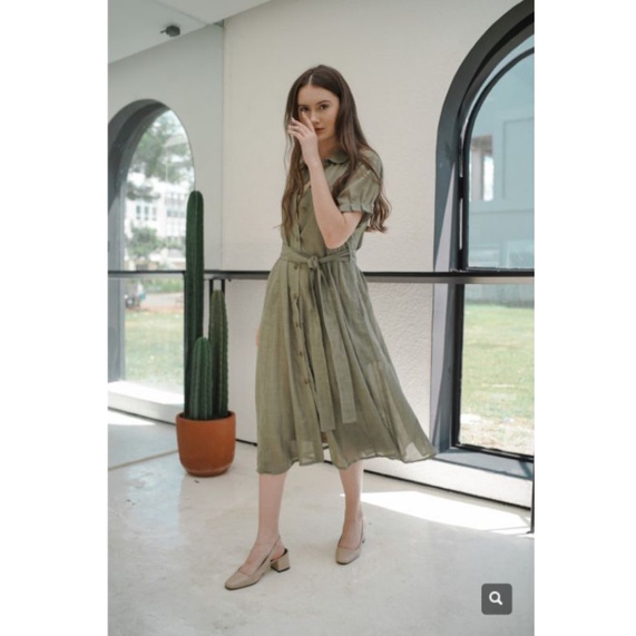 MAVEN New theodore dress in pesto - with tag