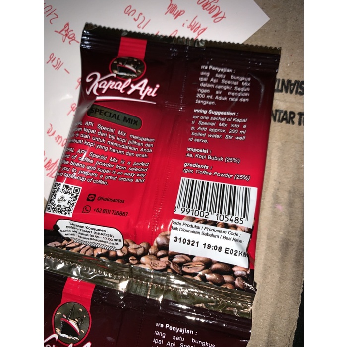 

201ggffg Kopi Kapal Api Mix 25 Gram . Isi 10 Sachet. Exp Date Panjang Ds20X11