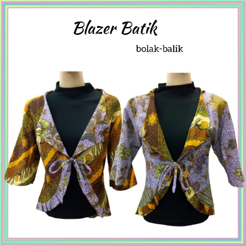 Blazer Batik Bolak-Balik Cantik Batik Solo Katun Blazer Wanita