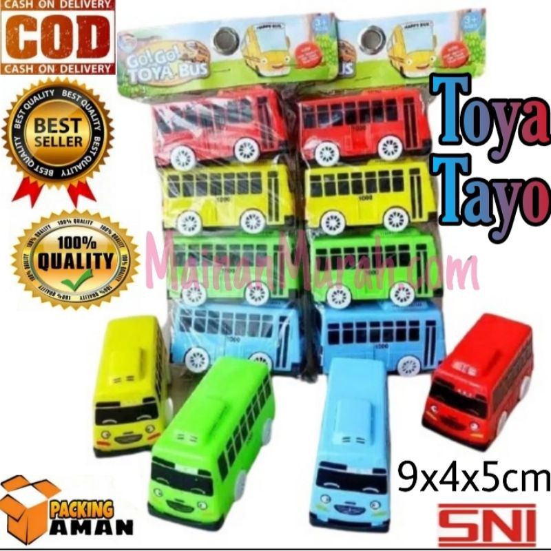 Mainan Anak Mobilan Bus Toya Mini (1 set isi 4 pcs ) | Mobil Bus Tayo Pullback
