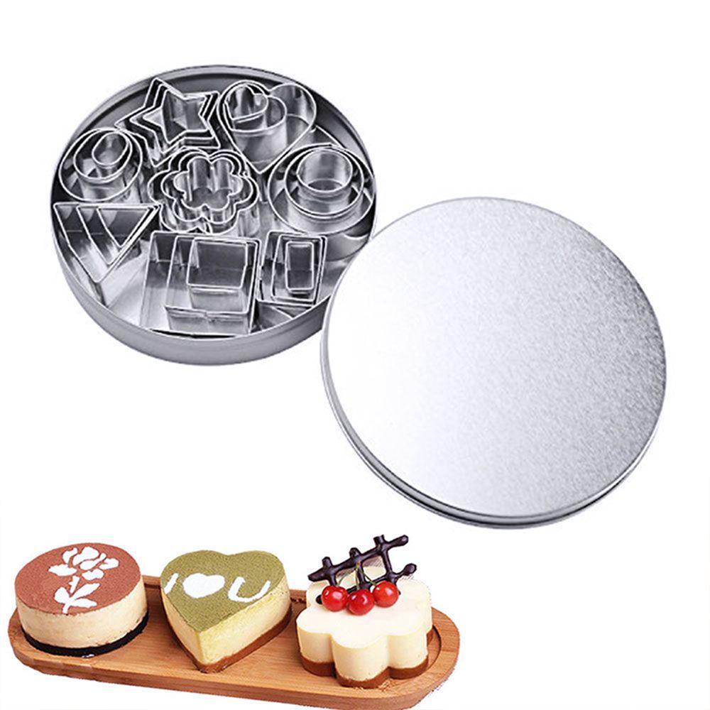 Populer 24Pcs Cookies Cutter Dekorasi Gula Stainless Steel Pastry Fondant Cetakan Biskuit Slicer